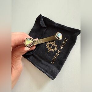 Loren Hope iridescent Gold and clear Teardrop Bracelet cuff NWOT